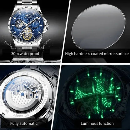 Star Map Automatic Mechanical Watch – waterproof, luminous hands, and coated glass mirror.