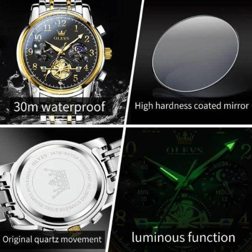 Titan chronograph men’s watch waterproof up to 30m with luminous hands and high hardness coated mirror.