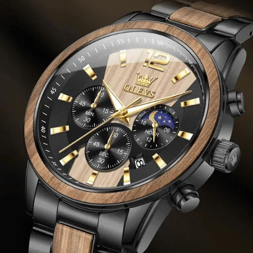 Elegant men’s wristwatch featuring chronograph and full calendar.